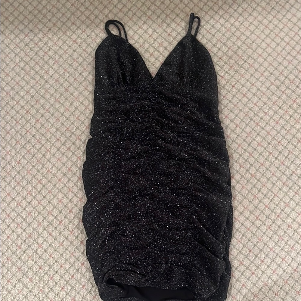 Elegant Black Ruched Dress